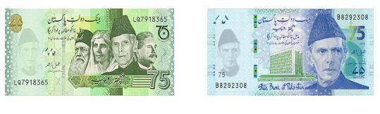 Blue and Green color Banknotes of Rs.75 are Legal tender, clarifies SBP