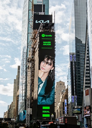 Maher Anjum and Hareem Rashid light up Times Square as Spotify’s EQUAL Pakistan Ambassadors
